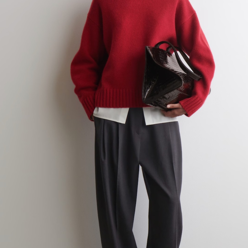COS Red Ribbed Turtleneck Sweater - Picture 3 of 11